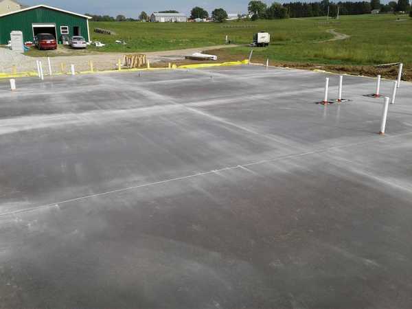 Poured concrete foundation for a residential building